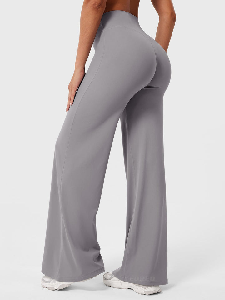 Pantaloni da yoga estivi da donna in cotone a gamba larga con vita alta e taglio ampio