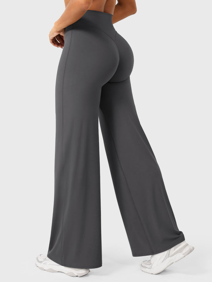 Pantaloni da yoga estivi da donna in cotone a gamba larga con vita alta e taglio ampio