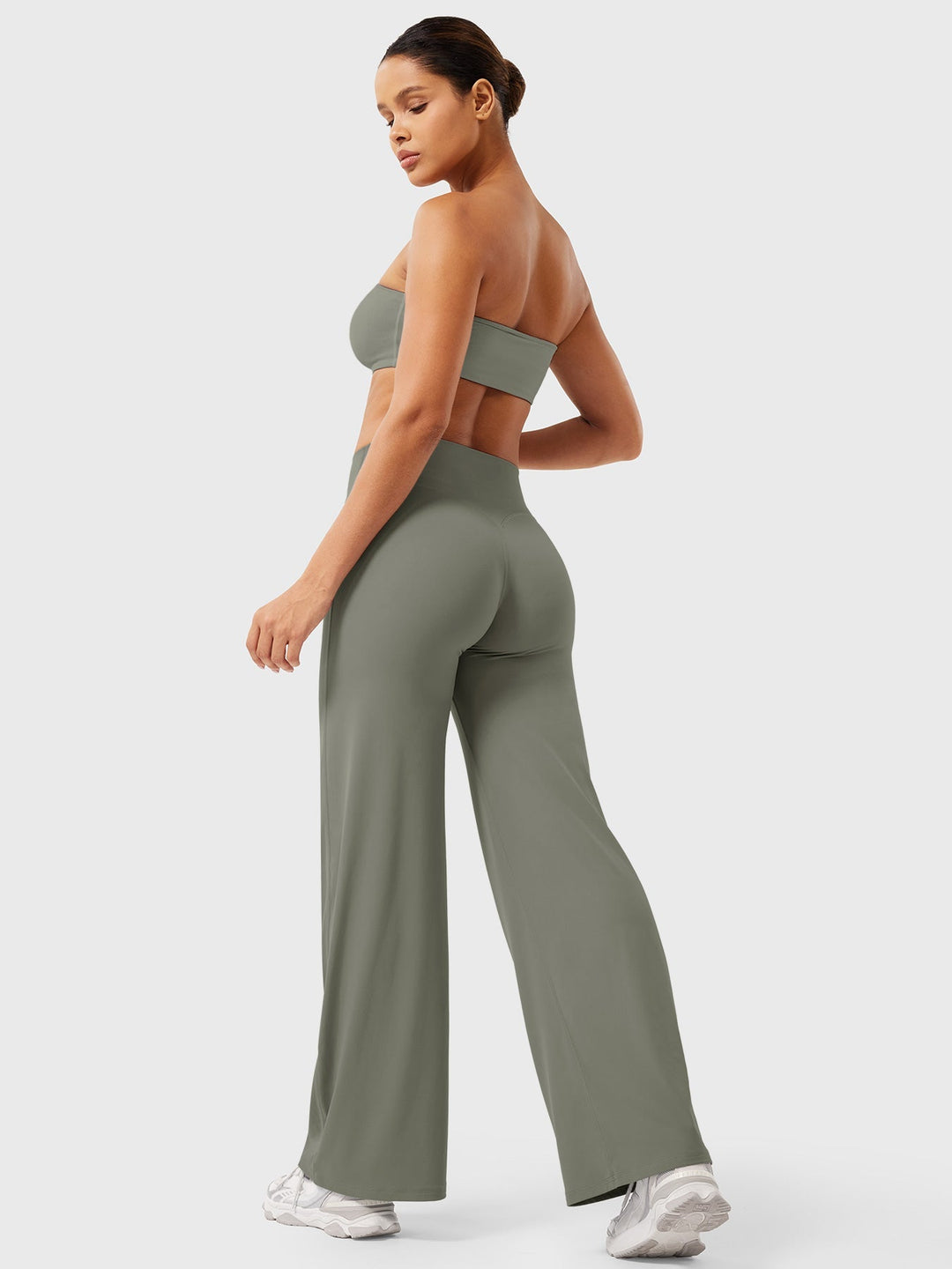 Pantaloni da yoga estivi da donna in cotone a gamba larga con vita alta e taglio ampio