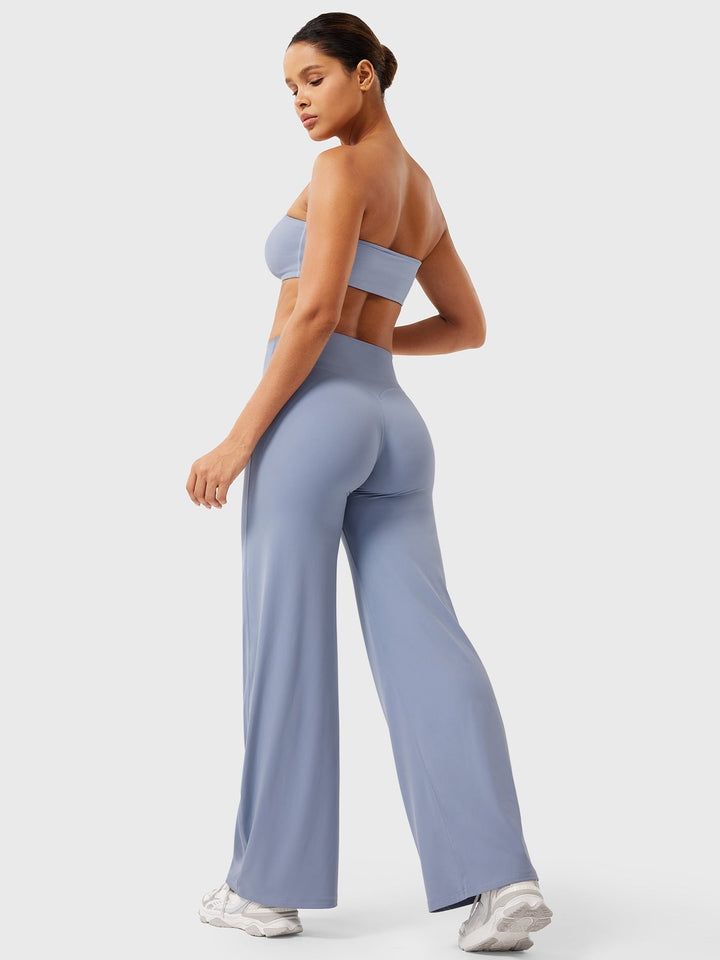 Pantaloni da yoga estivi da donna in cotone a gamba larga con vita alta e taglio ampio