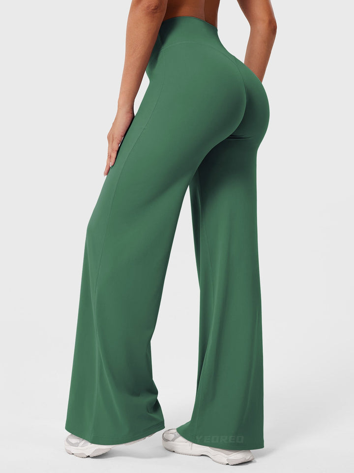 Pantaloni da yoga estivi da donna in cotone a gamba larga con vita alta e taglio ampio