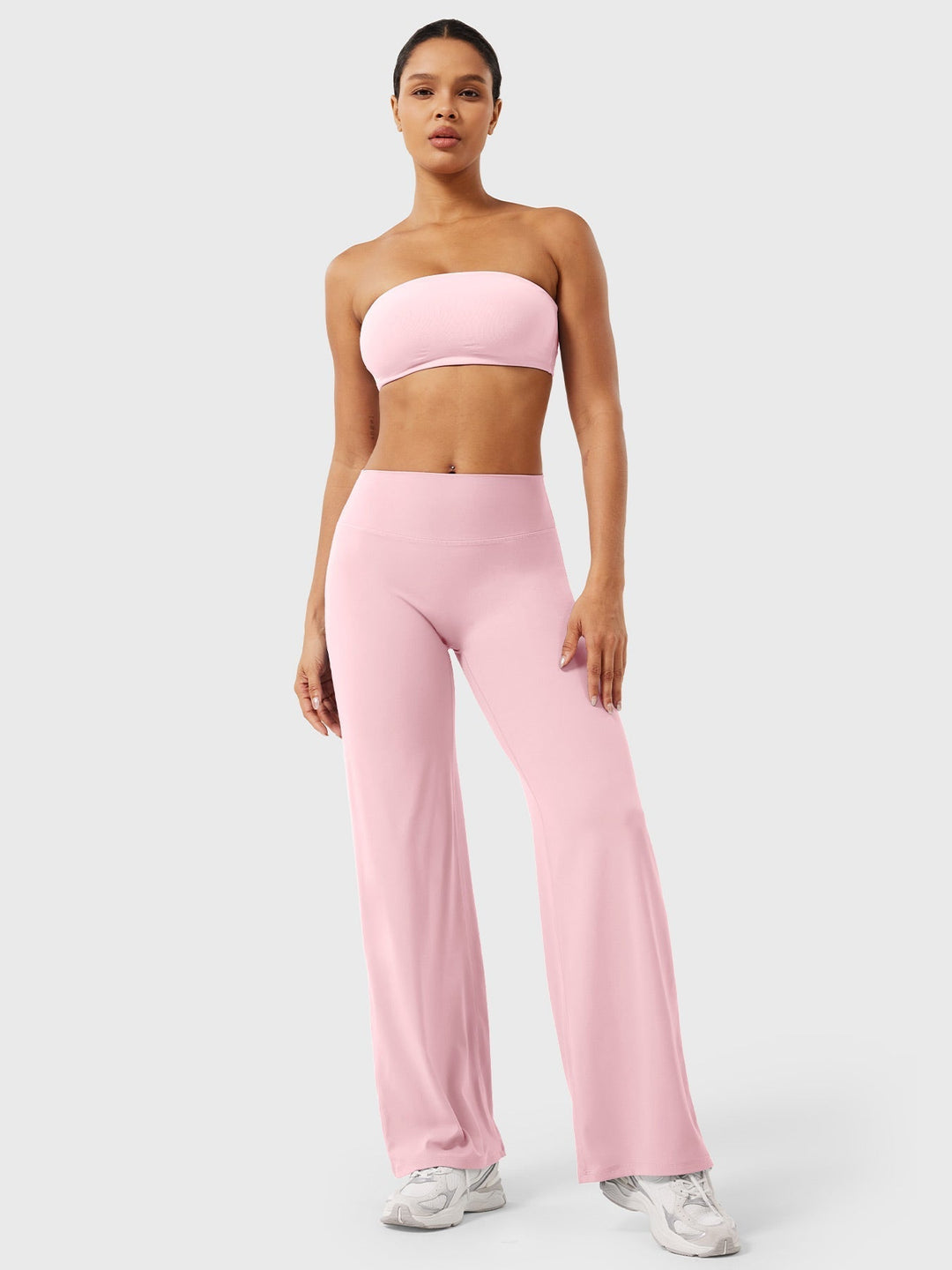 Pantaloni da yoga estivi da donna in cotone a gamba larga con vita alta e taglio ampio