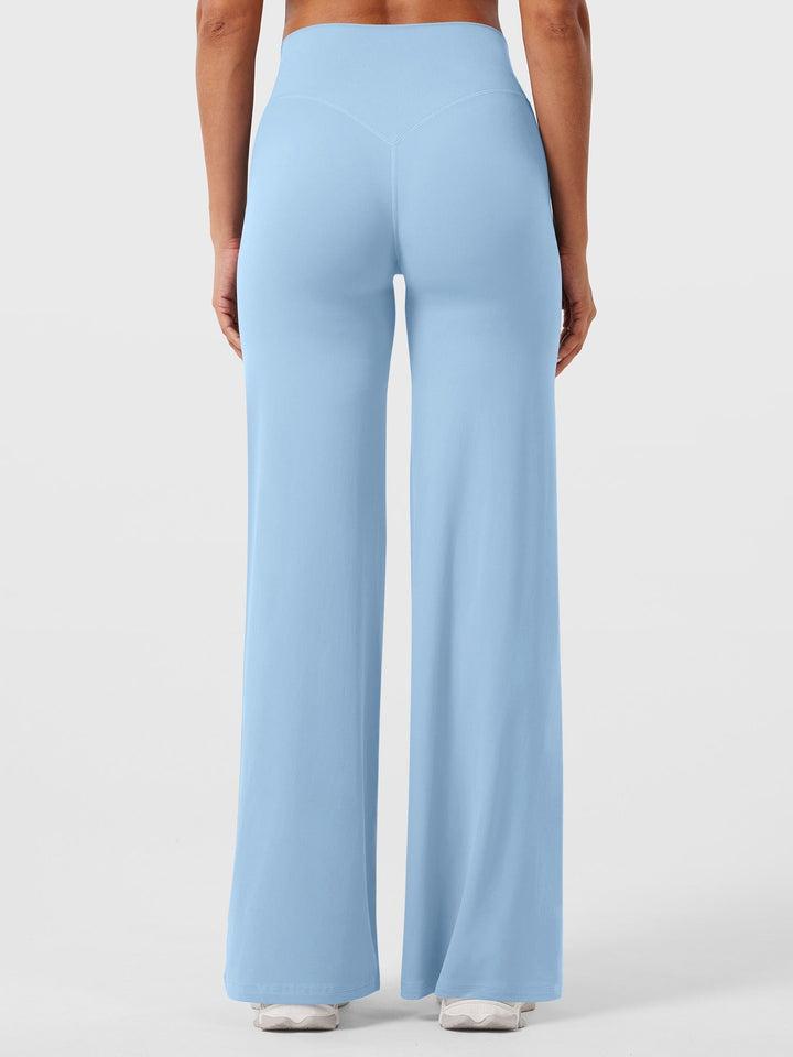 Pantaloni da yoga estivi da donna in cotone a gamba larga con vita alta e taglio ampio