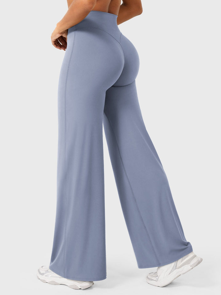 Pantaloni da yoga estivi da donna in cotone a gamba larga con vita alta e taglio ampio