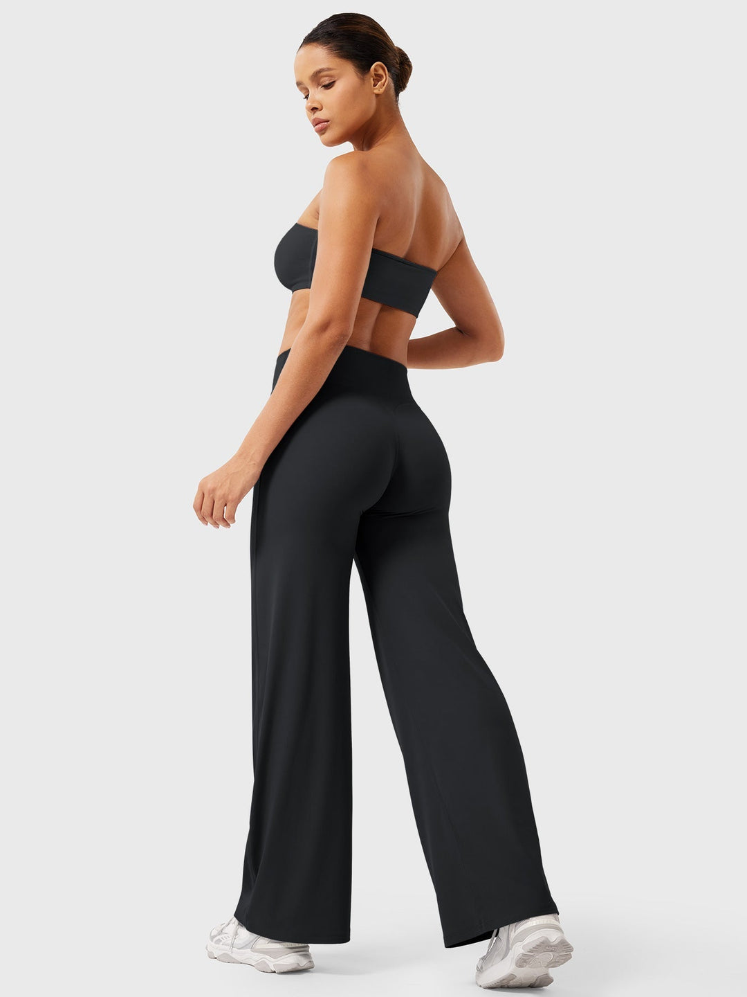 Pantaloni da yoga estivi da donna in cotone a gamba larga con vita alta e taglio ampio