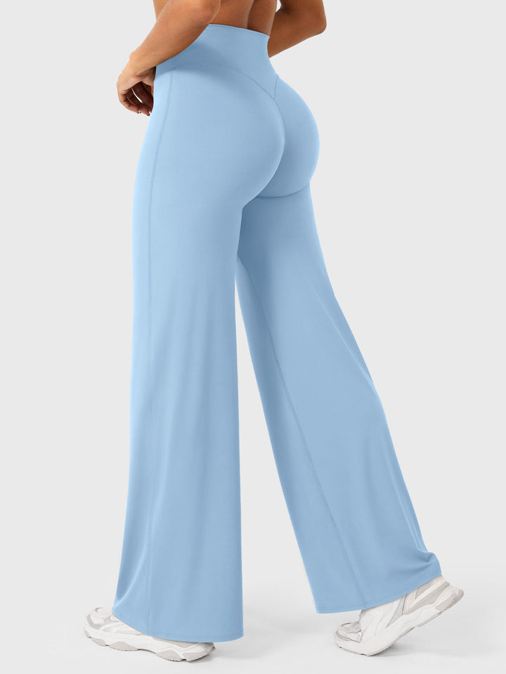 Pantaloni da yoga estivi da donna in cotone a gamba larga con vita alta e taglio ampio
