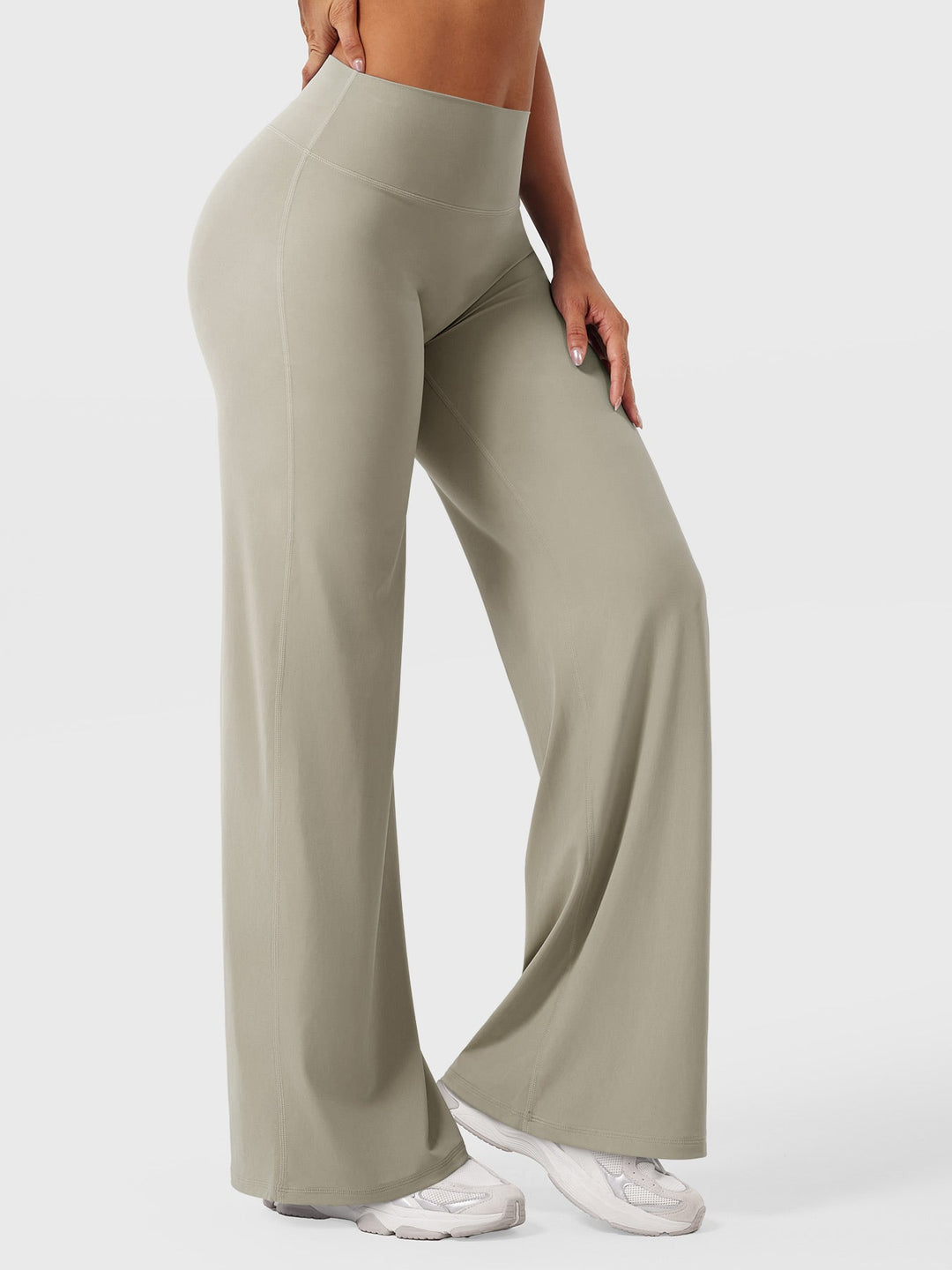 Pantaloni da yoga estivi da donna in cotone a gamba larga con vita alta e taglio ampio
