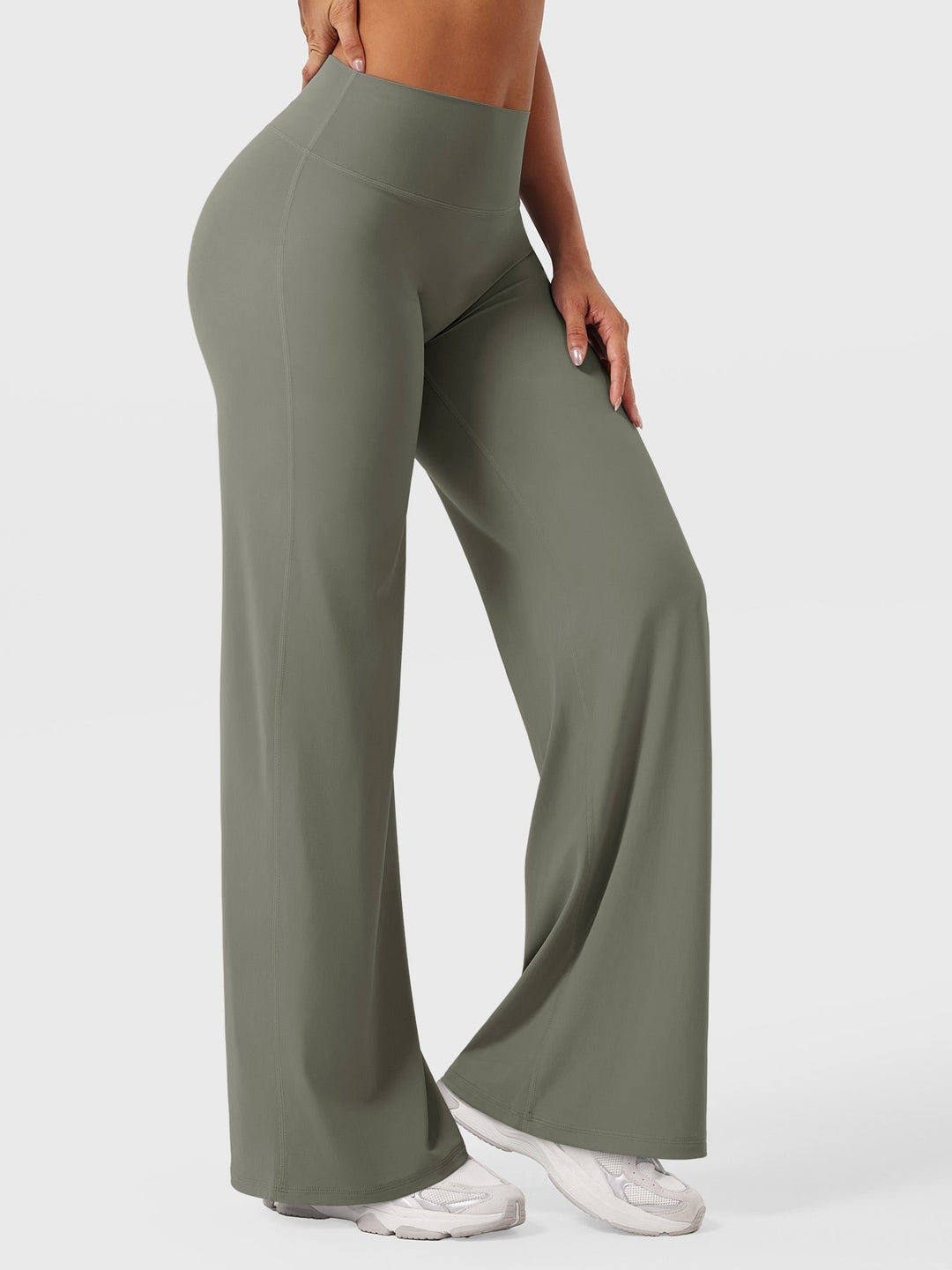 Pantaloni da yoga estivi da donna in cotone a gamba larga con vita alta e taglio ampio