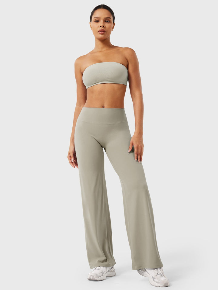 Pantaloni da yoga estivi da donna in cotone a gamba larga con vita alta e taglio ampio