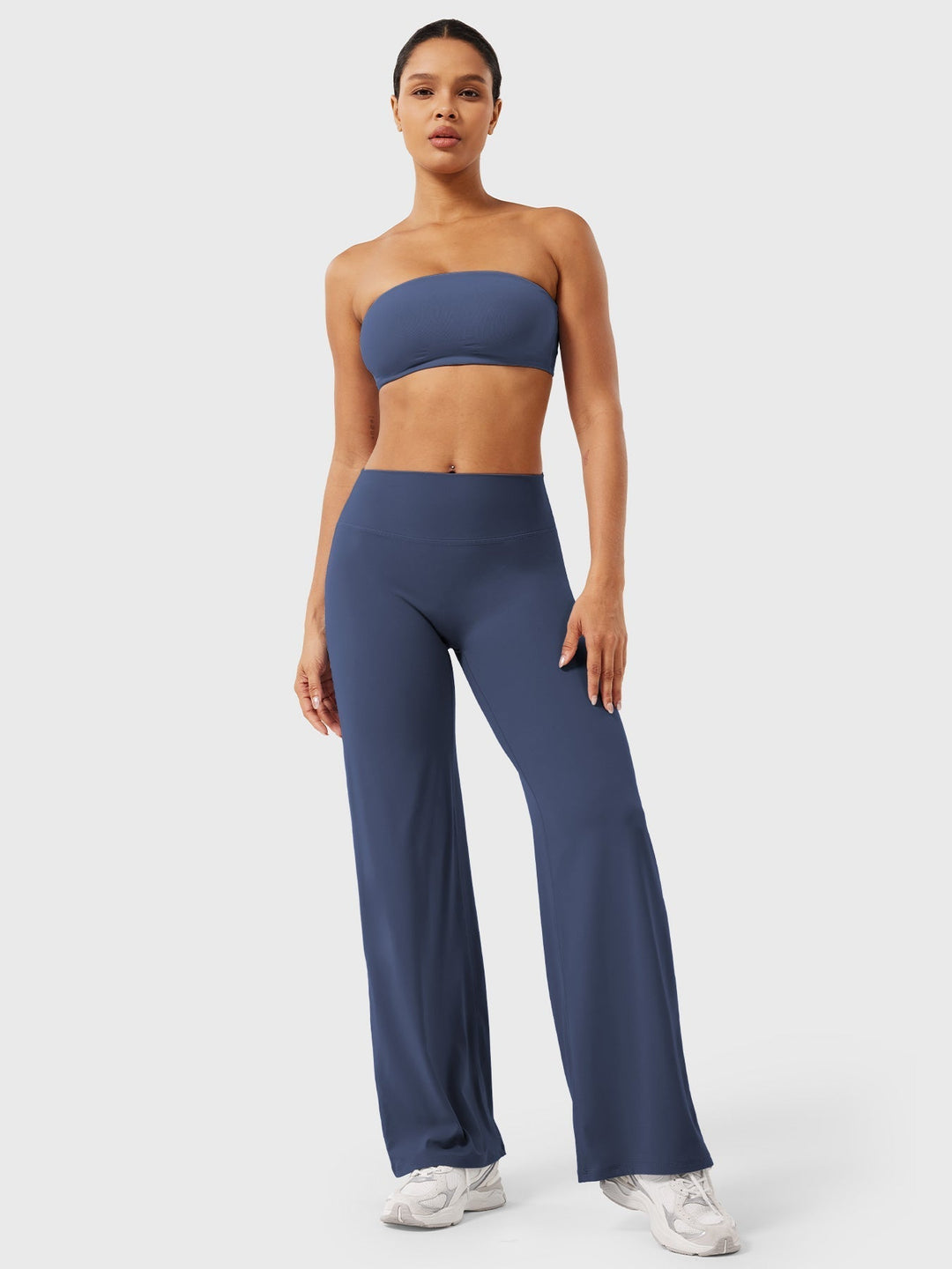 Pantaloni da yoga estivi da donna in cotone a gamba larga con vita alta e taglio ampio