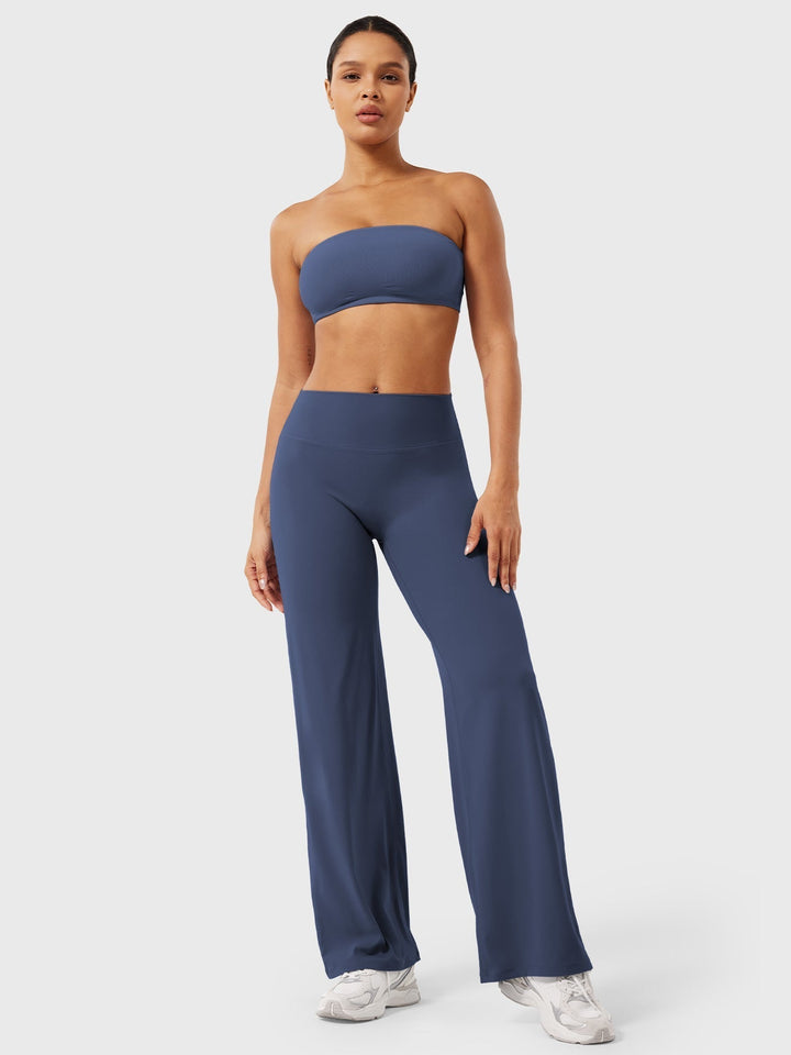 Pantaloni da yoga estivi da donna in cotone a gamba larga con vita alta e taglio ampio