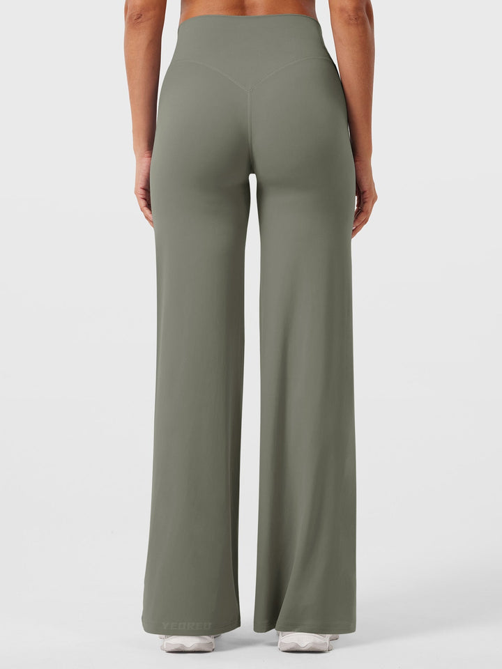 Pantaloni da yoga estivi da donna in cotone a gamba larga con vita alta e taglio ampio