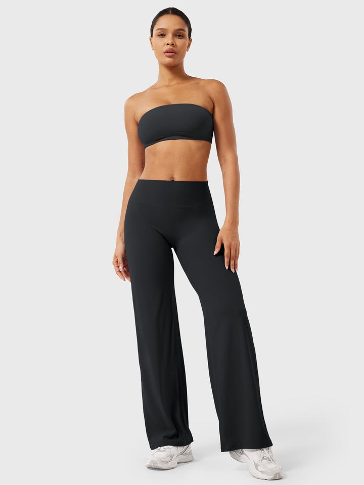 Pantaloni da yoga estivi da donna in cotone a gamba larga con vita alta e taglio ampio