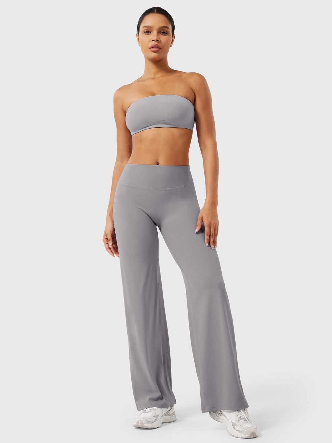 Pantaloni da yoga estivi da donna in cotone a gamba larga con vita alta e taglio ampio