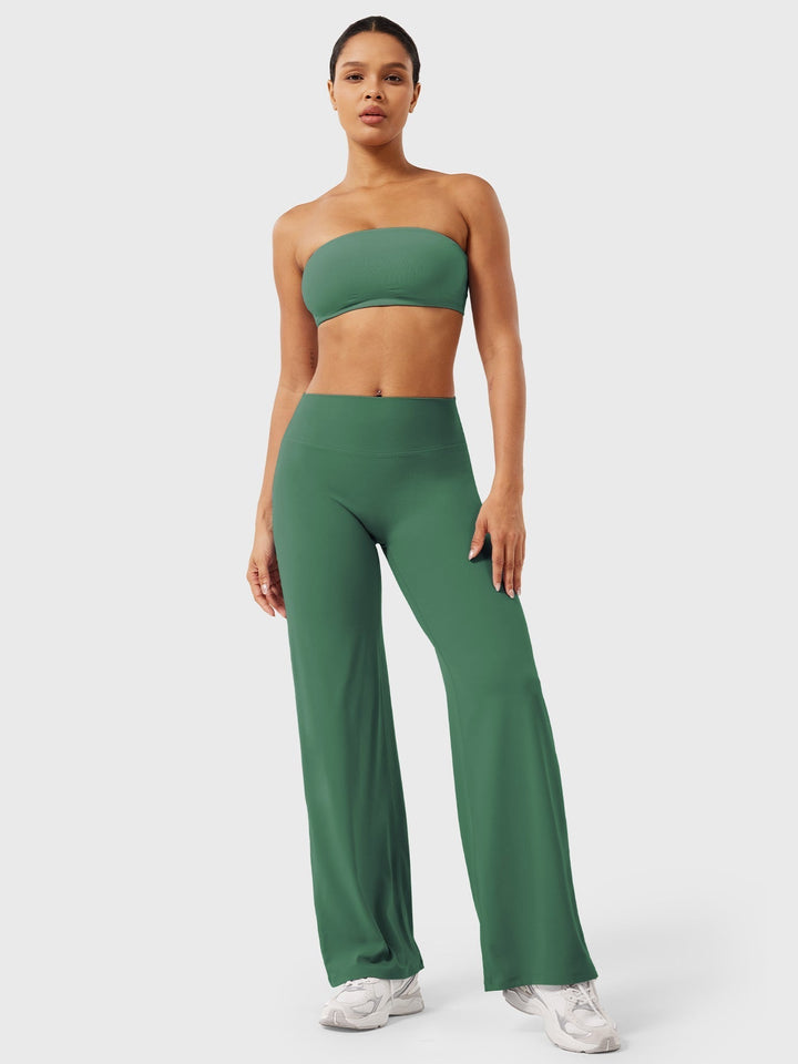 Pantaloni da yoga estivi da donna in cotone a gamba larga con vita alta e taglio ampio