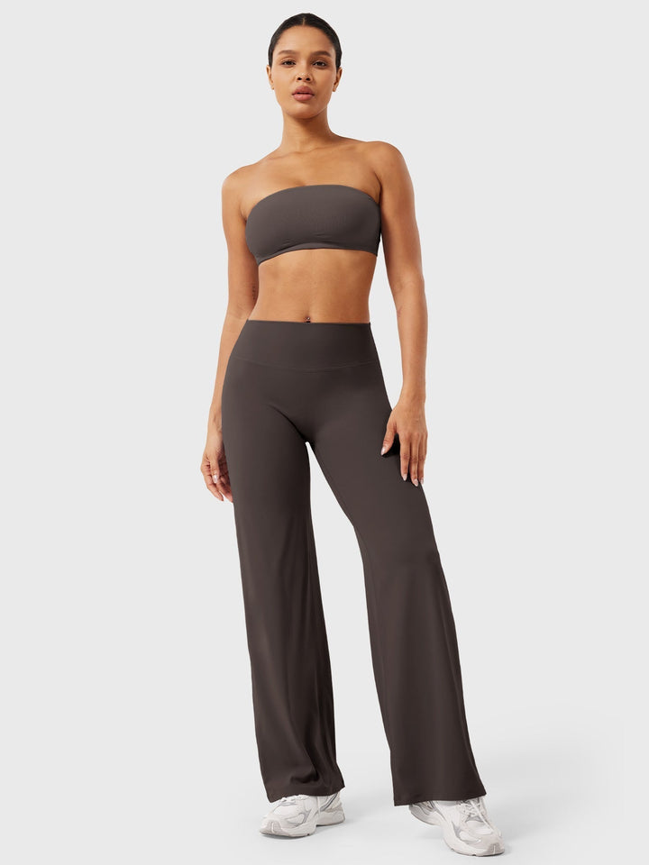 Pantaloni da yoga estivi da donna in cotone a gamba larga con vita alta e taglio ampio
