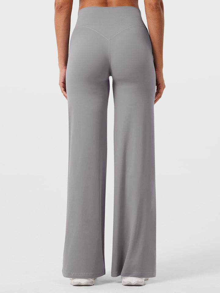 Pantaloni da yoga estivi da donna in cotone a gamba larga con vita alta e taglio ampio