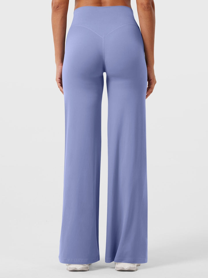 Pantaloni da yoga estivi da donna in cotone a gamba larga con vita alta e taglio ampio
