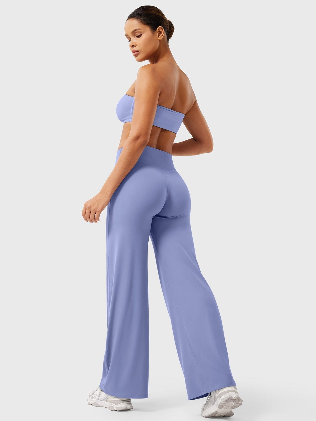 Pantaloni da yoga estivi da donna in cotone a gamba larga con vita alta e taglio ampio
