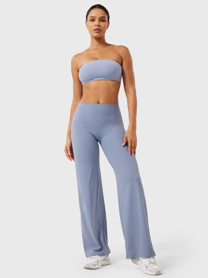 Pantaloni da yoga estivi da donna in cotone a gamba larga con vita alta e taglio ampio