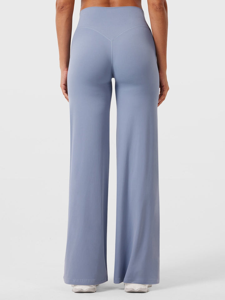 Pantaloni da yoga estivi da donna in cotone a gamba larga con vita alta e taglio ampio