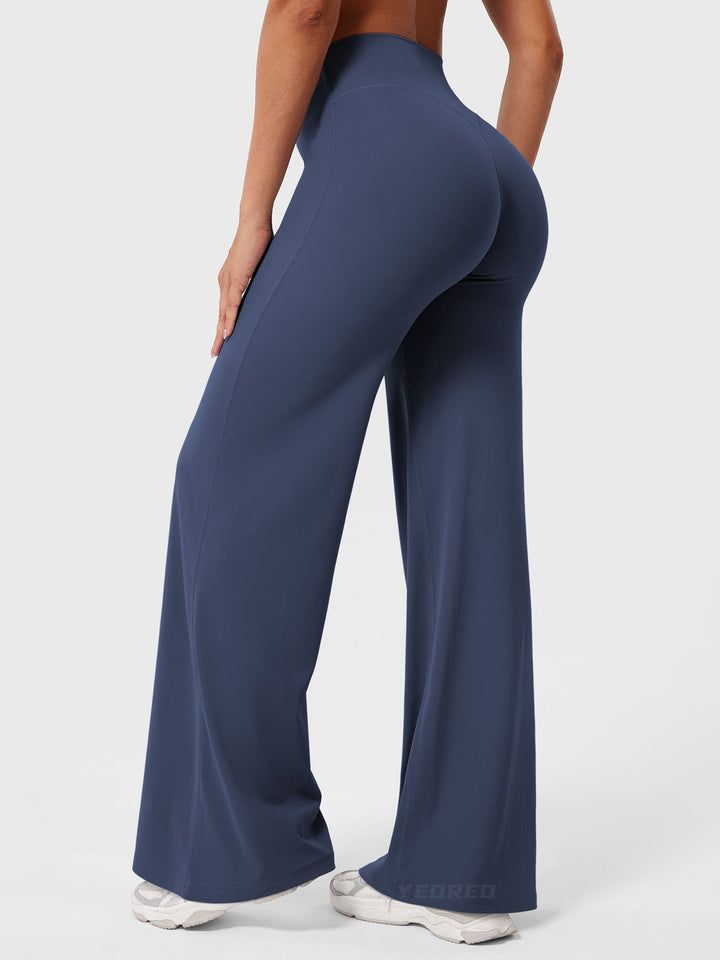 Pantaloni da yoga estivi da donna in cotone a gamba larga con vita alta e taglio ampio
