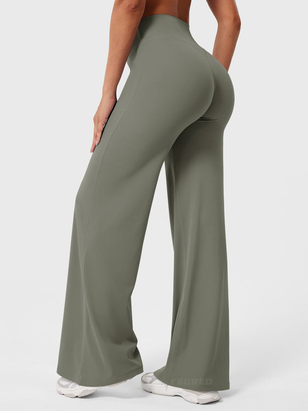 Pantaloni da yoga estivi da donna in cotone a gamba larga con vita alta e taglio ampio