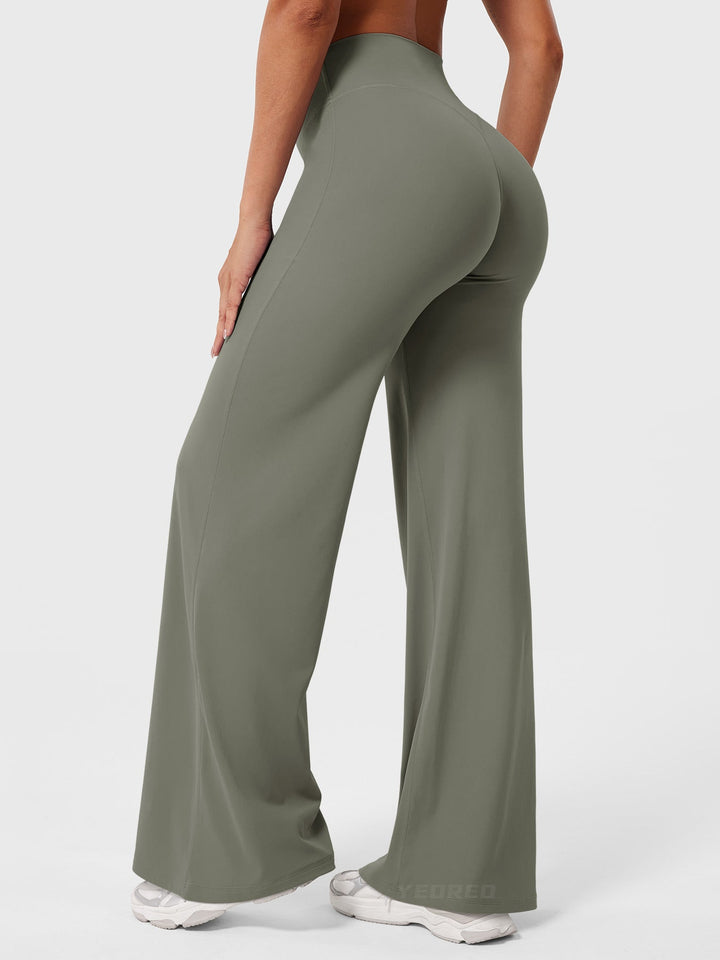 Pantaloni da yoga estivi da donna in cotone a gamba larga con vita alta e taglio ampio