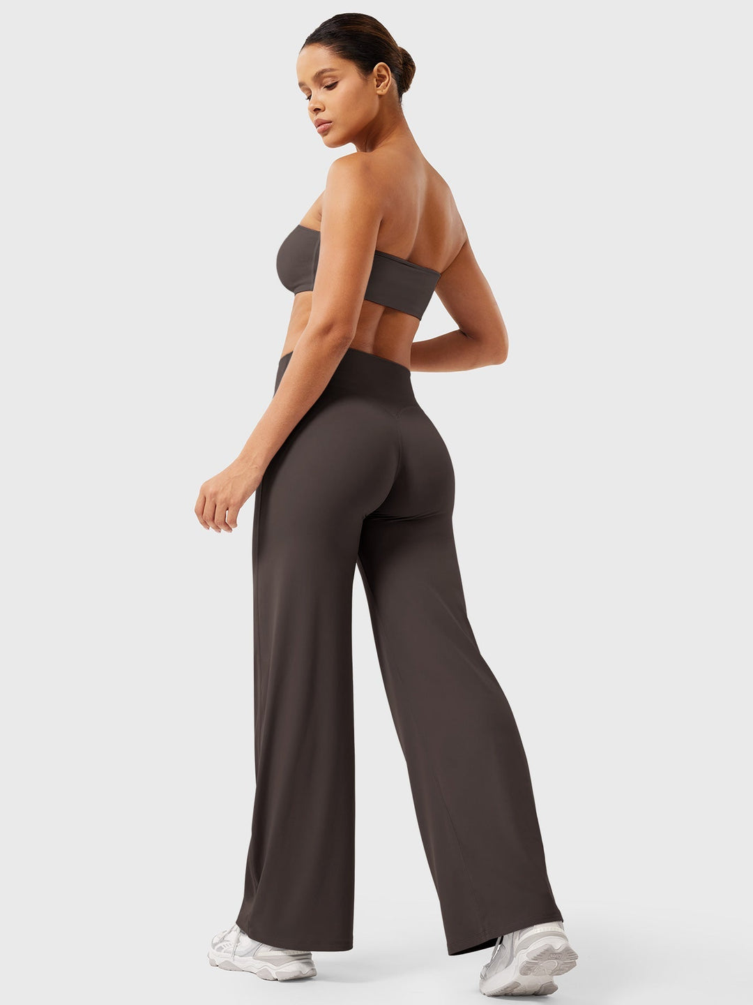 Pantaloni da yoga estivi da donna in cotone a gamba larga con vita alta e taglio ampio