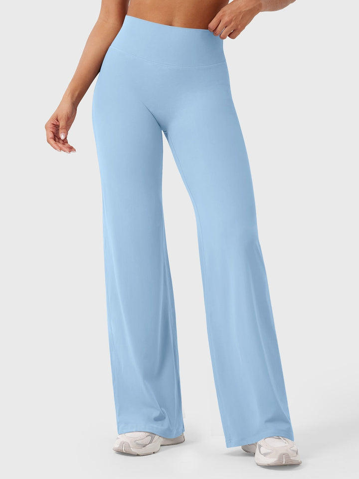 Pantaloni da yoga estivi da donna in cotone a gamba larga con vita alta e taglio ampio