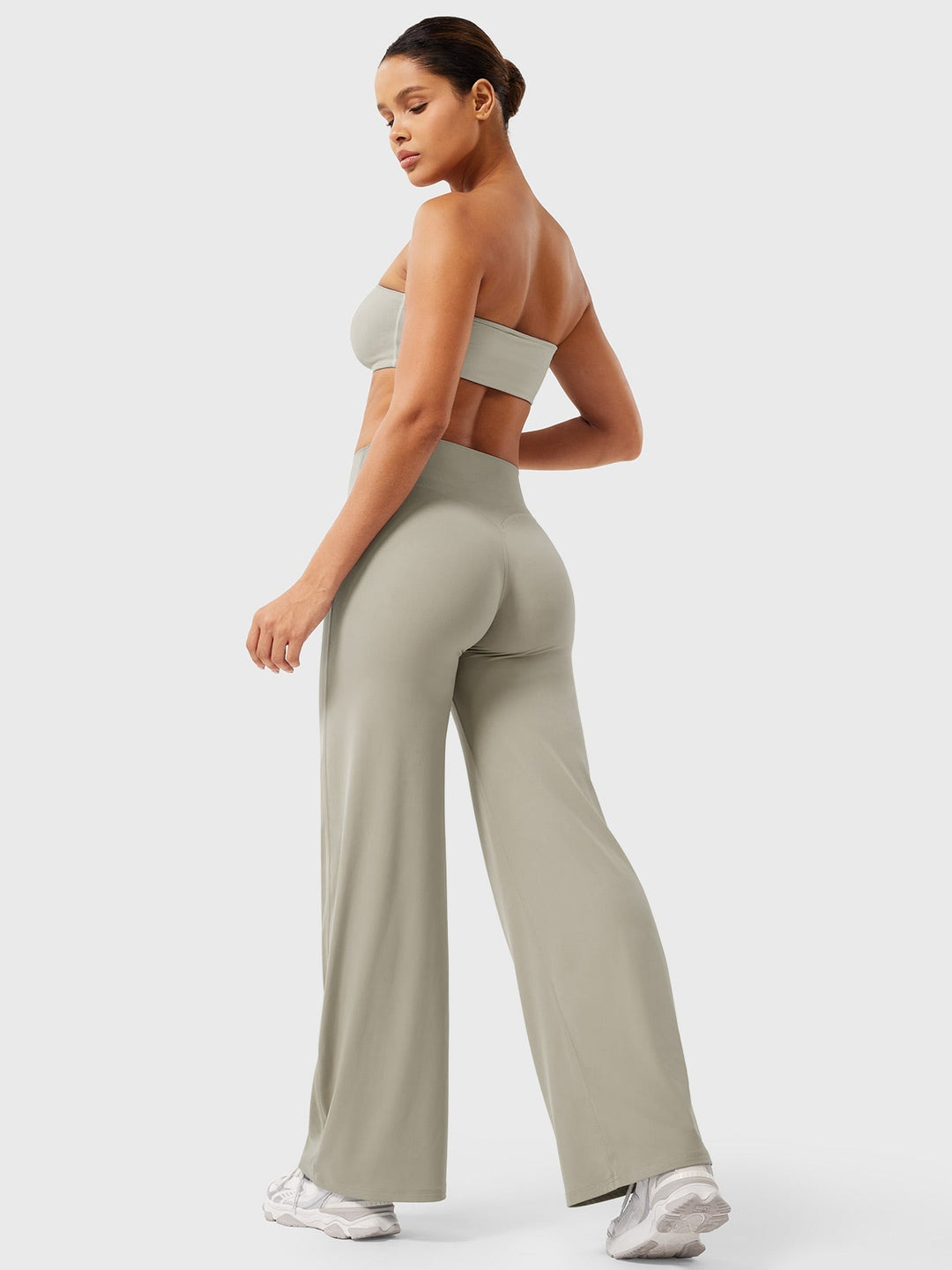 Pantaloni da yoga estivi da donna in cotone a gamba larga con vita alta e taglio ampio
