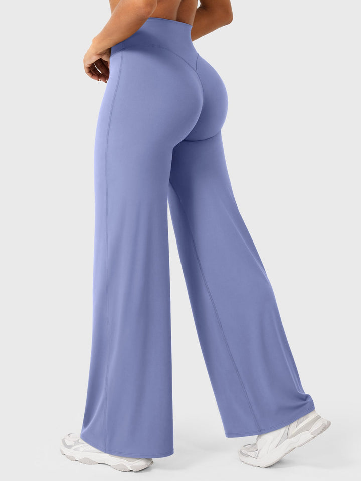 Pantaloni da yoga estivi da donna in cotone a gamba larga con vita alta e taglio ampio