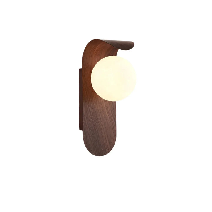 Aplica de perete LED sferică cu finisaj lemn pentru living, 13 × 25 cm