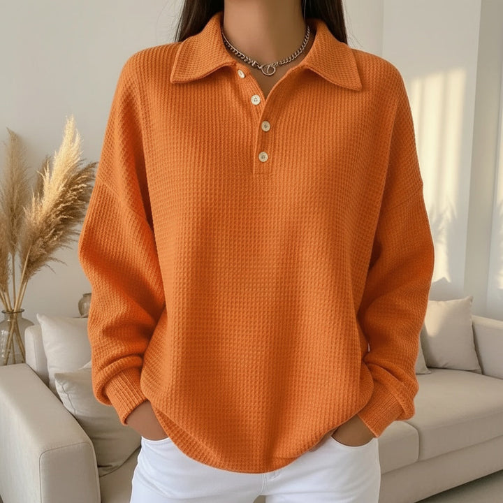 Pull femme confortable en maille douce à col polo pour un usage quotidien