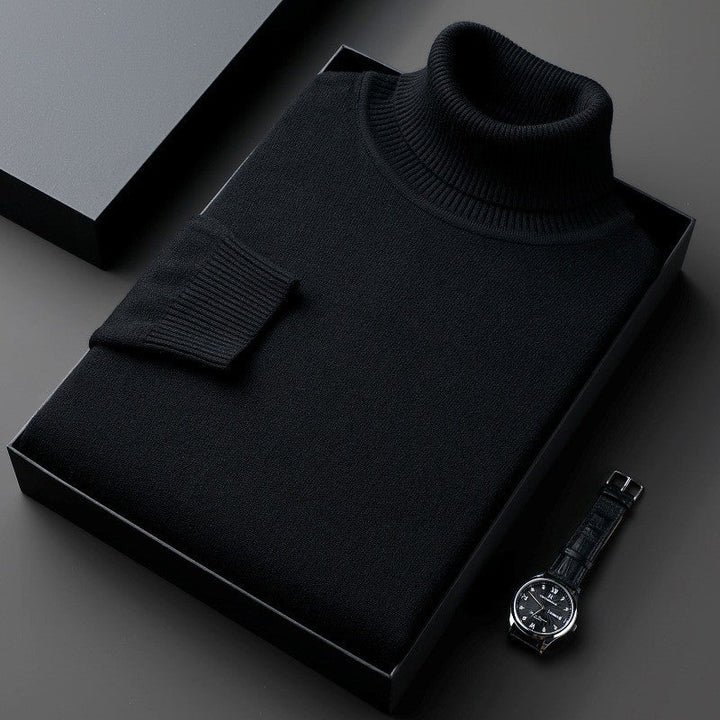 Men's fitted knit turtleneck sweater, ideal for autumn